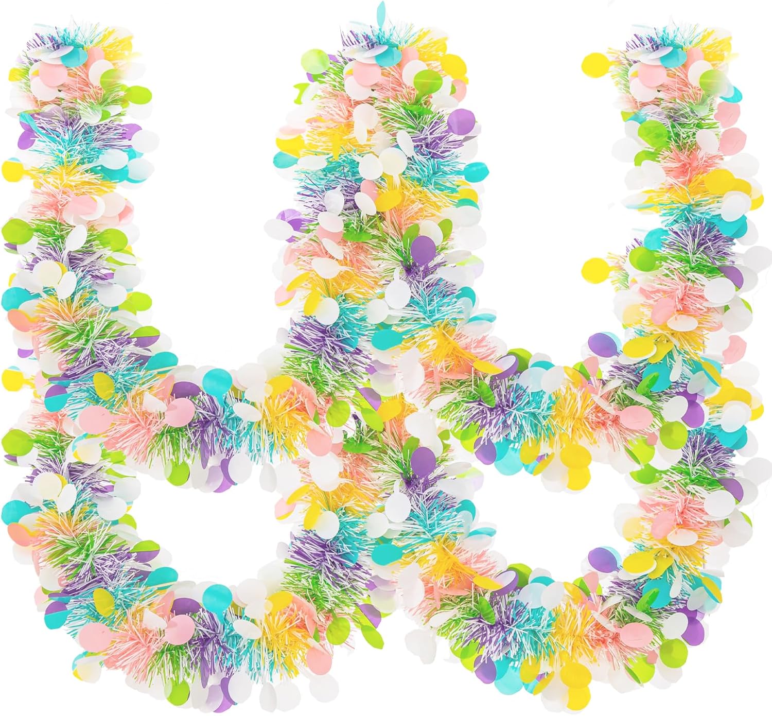 Gloreyan 33FT Easter Tinsel Garland Colorful Easter Egg