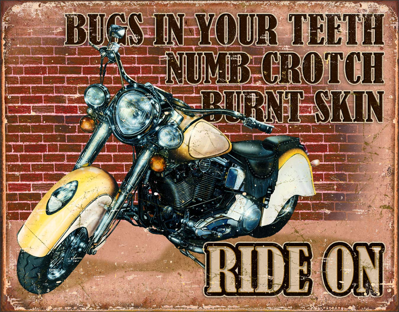 Desperate Enterprises Ride On Tin Sign, 16" W x 12.5" H