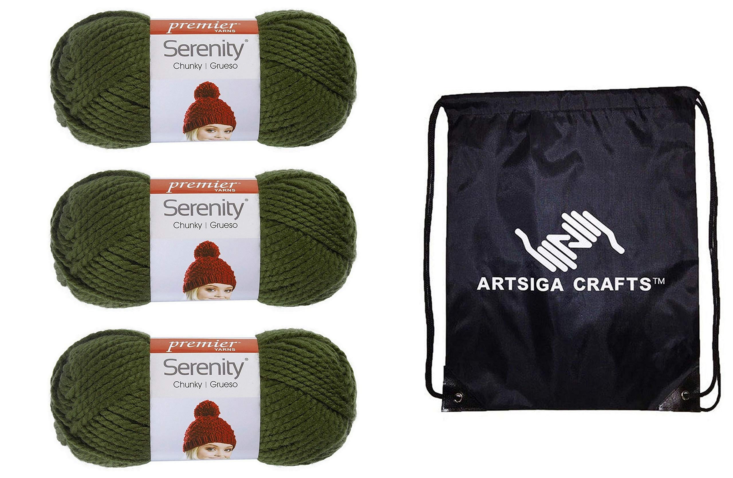 Fils à tricoter Serenity Premier avec sac de projet Artsiga Crafts | Lot de 3 pelotes Dn700-35