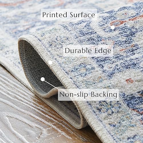 Miniatura 4 de jinchan Alfombra de área lavable de 4 x 6, alfombra vintage antideslizante para interiores, ultra suave, antideslizante para guardería, sala de