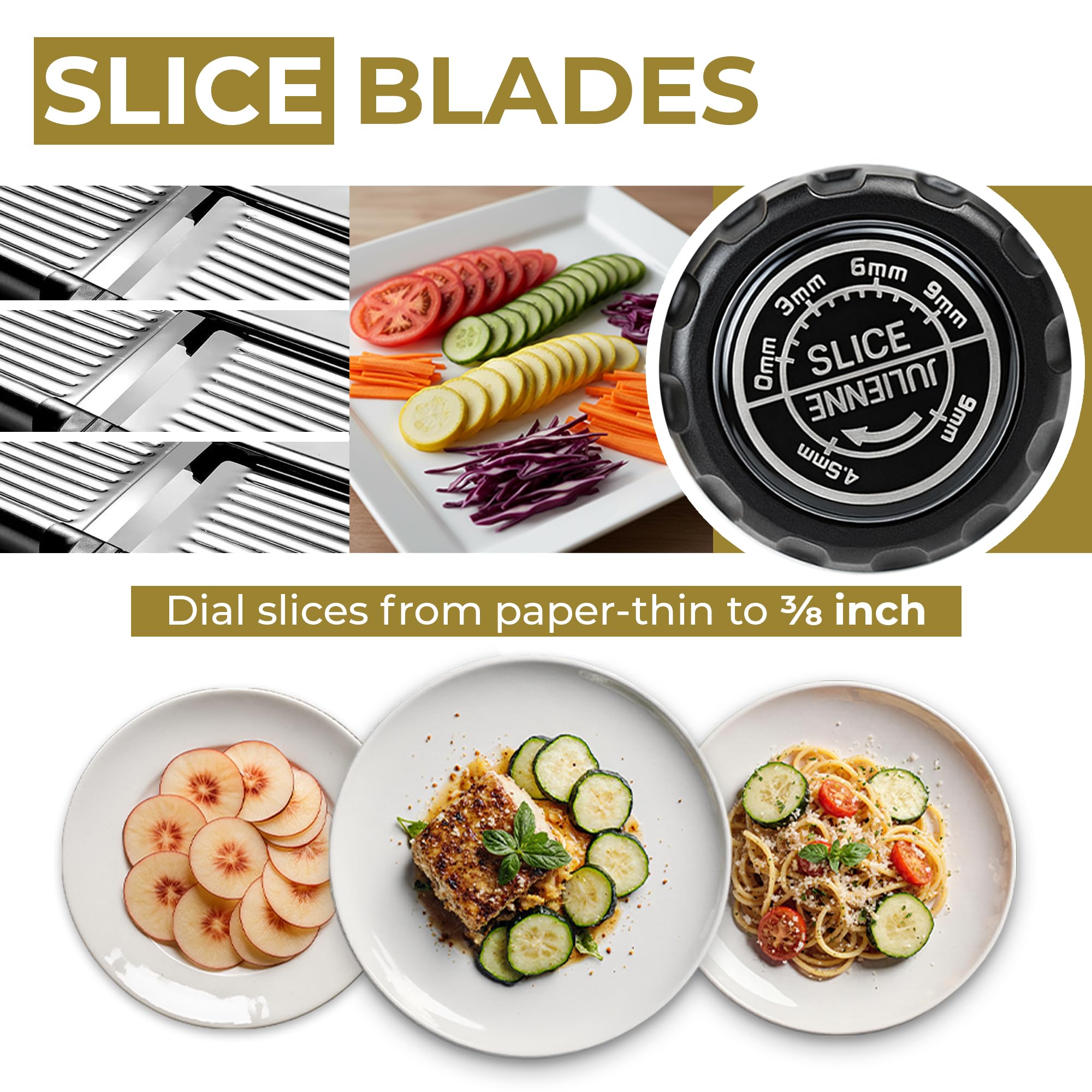 Mandolina de cocina para cortar alimentos, ajustable, de acero inoxidable, incluye cortador ondulado de patatas fritas, para patatas, cebollas verduras
