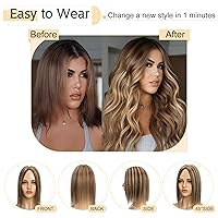 Vista 5 de SEGO Toppers de cabello humano para mujeres con cabello adelgazante, base de seda de 7 * 13CM (2.8 x 5.1 in), 100% cabello humano real, postizos