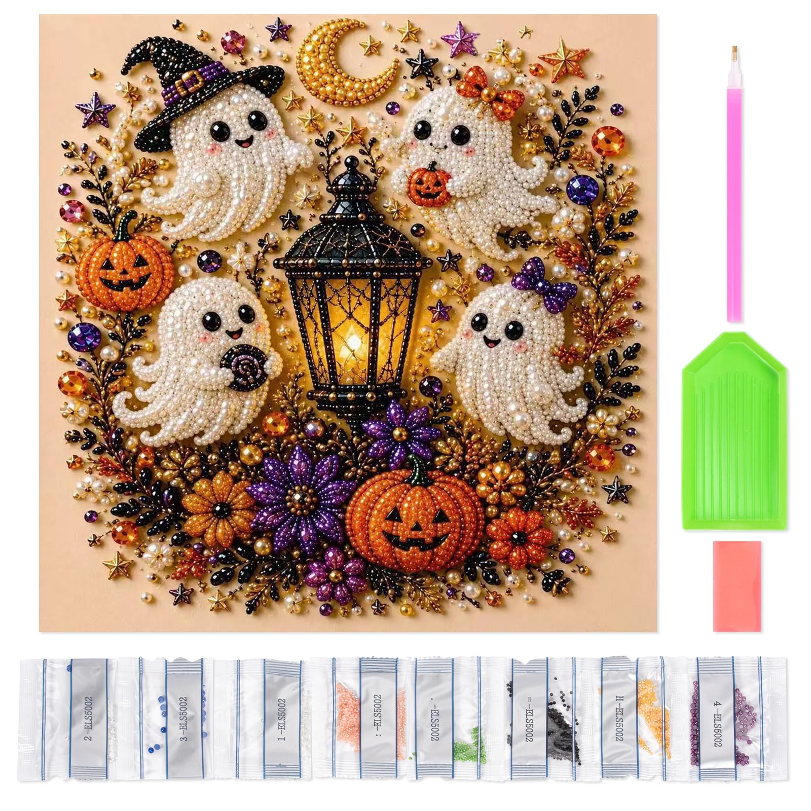 Halloween Diamond Pearl Art DIY Kit for Adults Home Wall Decor Gifts (A)