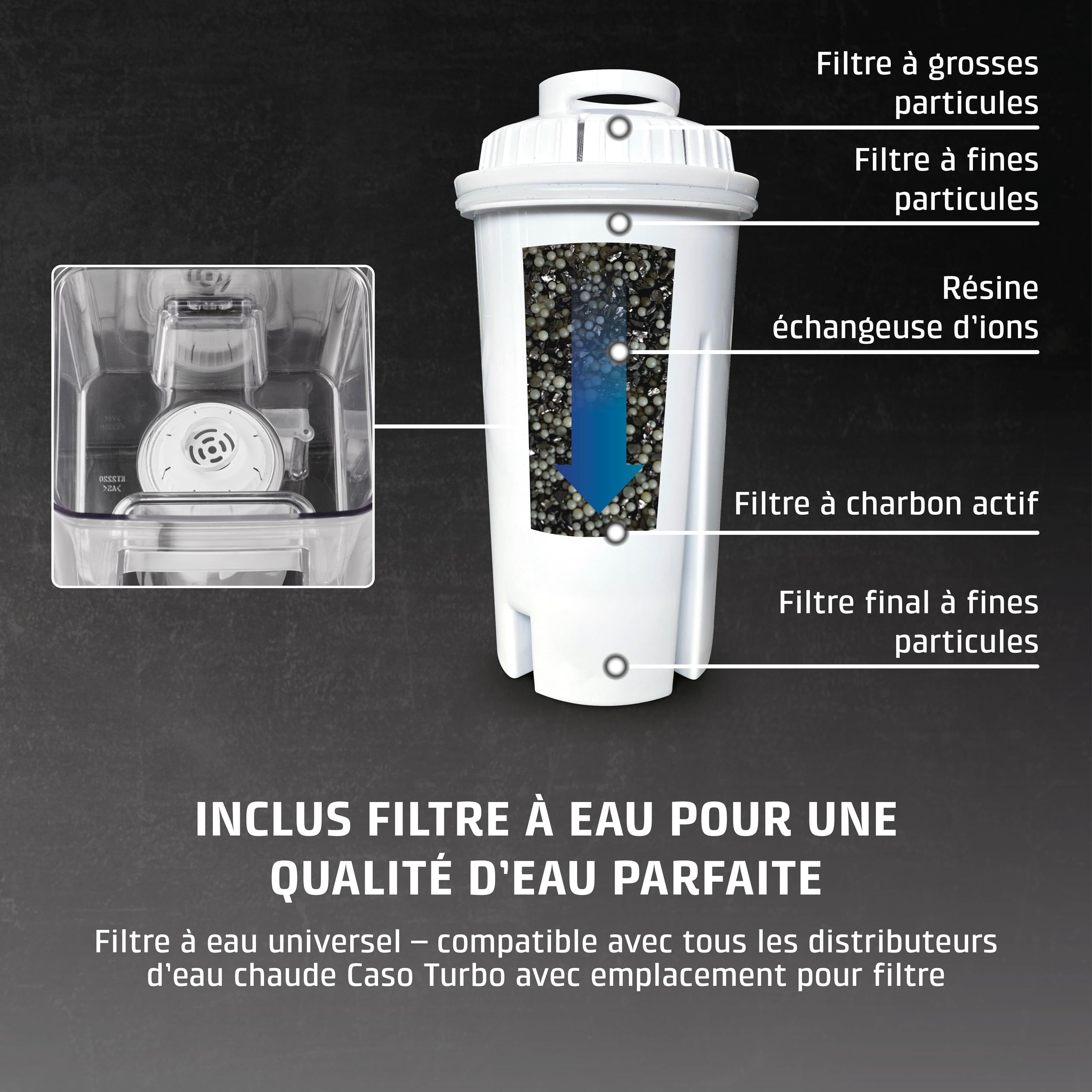 CASO HW 1660 Distributeur d'eau chaude - de l'eau chaude en quelques secondes, réservoir d'eau amovible de 4 litres, de 40 à 100°C, Idéal pour les familles et les restaurateurs