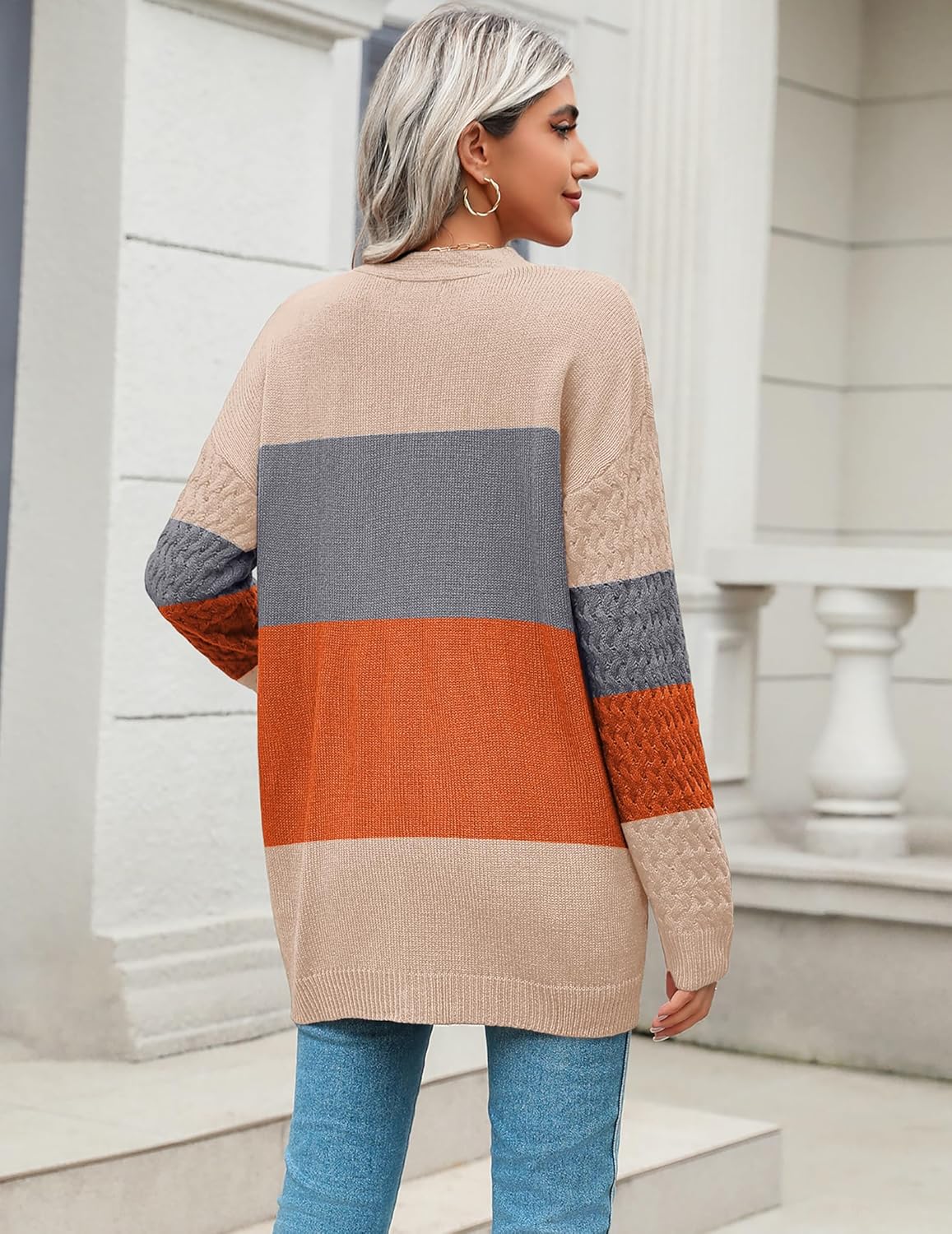 Zeagoo Womens 2026 Long Sleeve Chunky Cable Knit Fall Cardigans Sweaters Button Down Open Front Outerwear with Pockets - Image 4