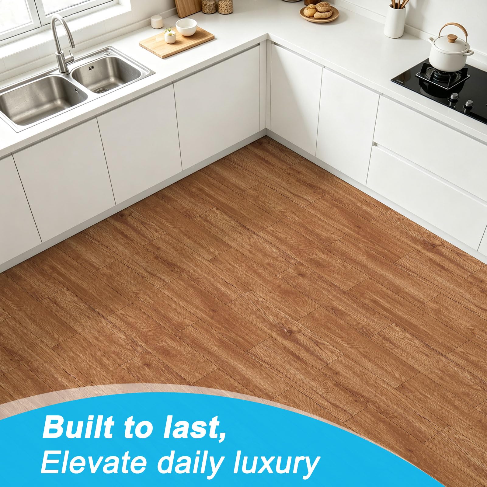 Art3d Azulejos de piso SPC con textura de madera con bloqueo de clic, paquete de 24 unidades, tablones de vinilo de 24 x 6 pulgadas, suelo impermeable para sala de estar, cocina, sótano, ideal para
