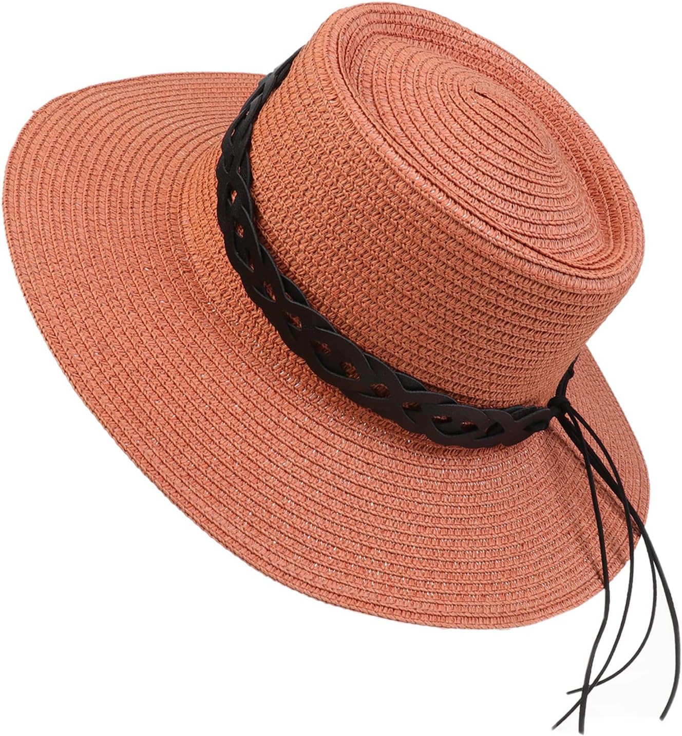 NiceYnnPanama Men's Summer Flat Hat with Removable Buckle for Beach