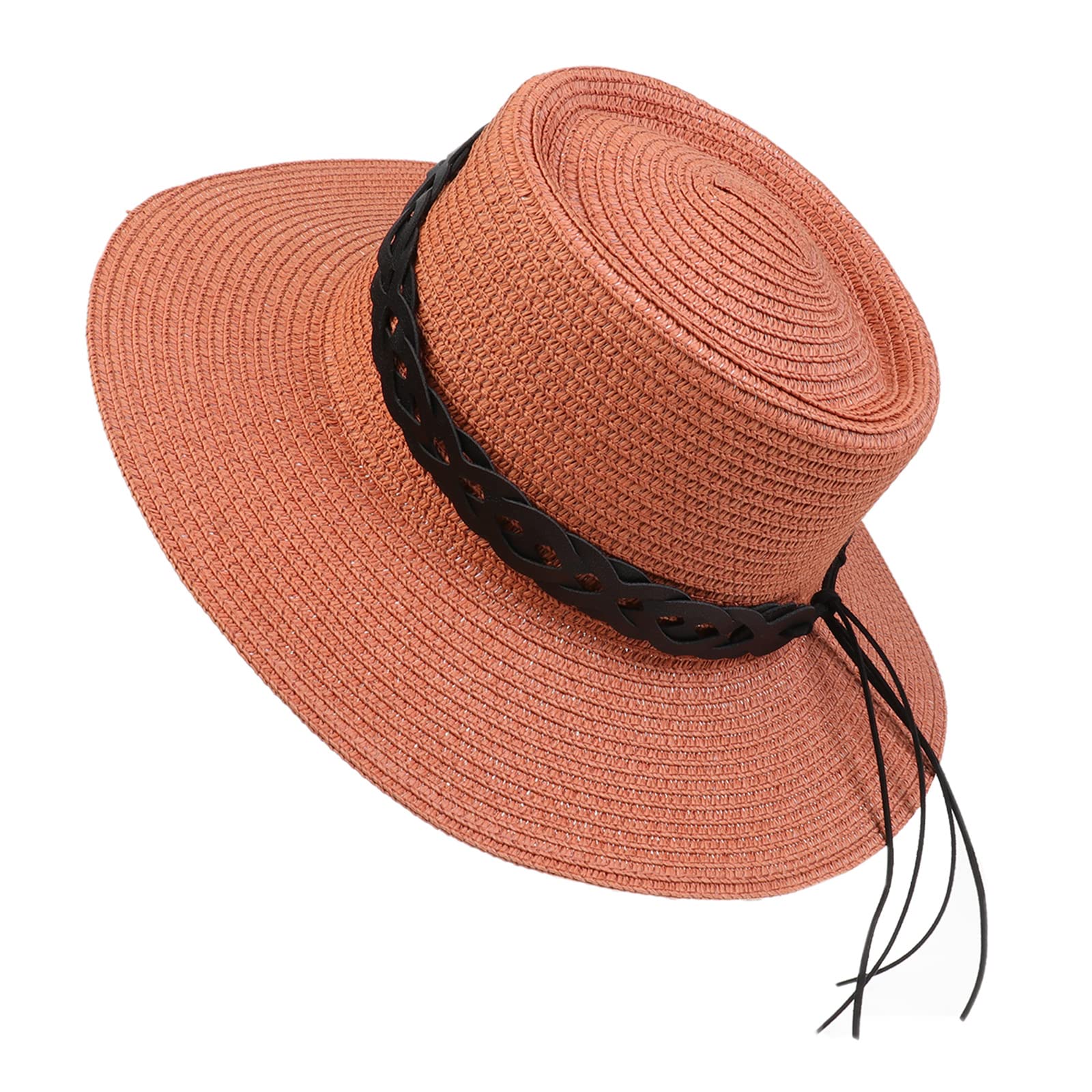 NiceYnnPanama Men's Summer Flat Hat with Removable Buckle for Beach