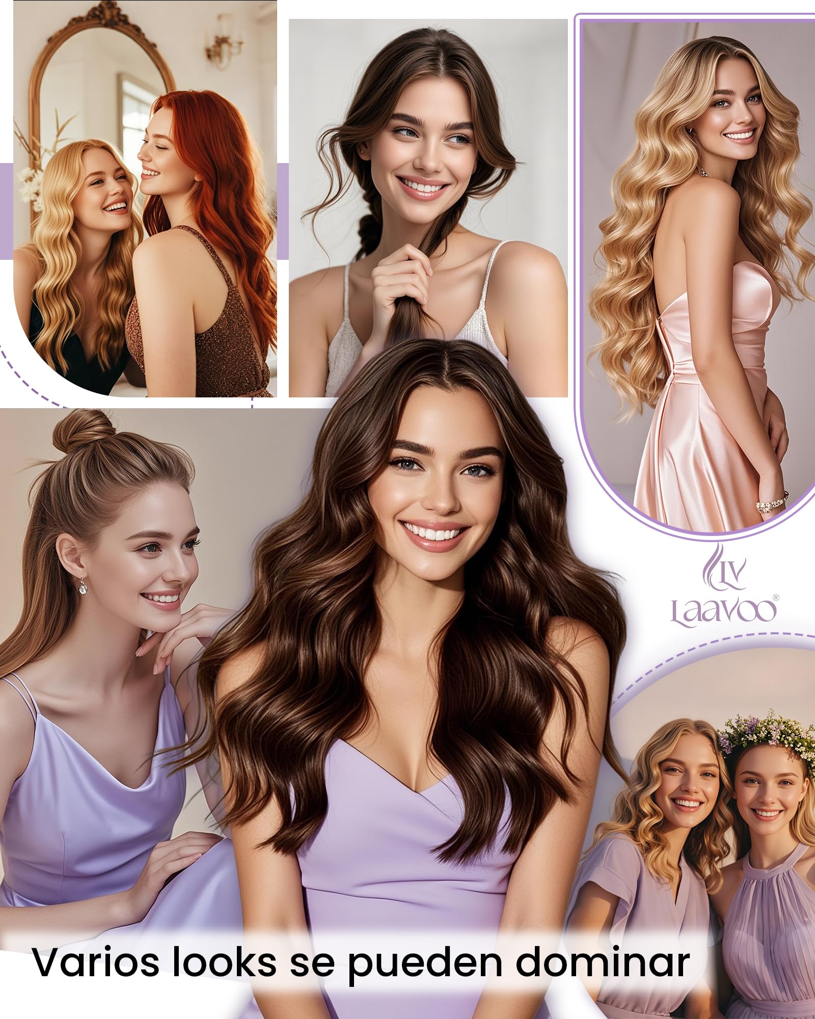LaaVoo Extensiones de Clip de Pelo Natural Castano Oscuro 70g 5Piezas Extensiones Pelo Natural Humano Clip Marron Oscuro Cabello Recta Recta 30cm Liso #2