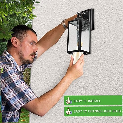 Miniatura 7 de Paquete de 2 faroles de pared para exteriores del atardecer al amanecer con sensor accesorios de luz exterior para porche montaje en pared 100
