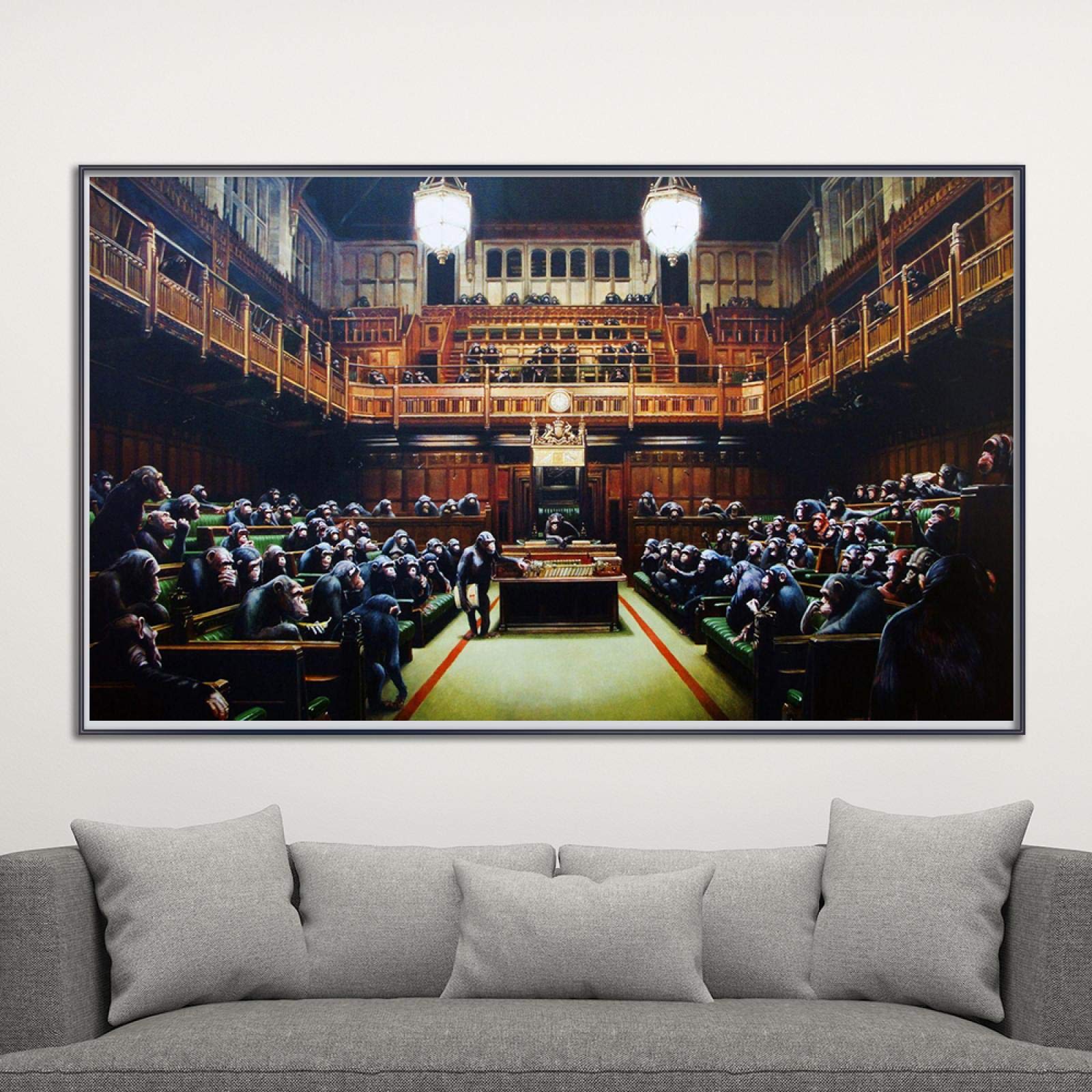 Modern by Banksy Monkey Parliament Posters Prints Wall Art Picture Abstract Canvas Painting Living Room Artwork Decor 80x100cm(31x43in) Frameless