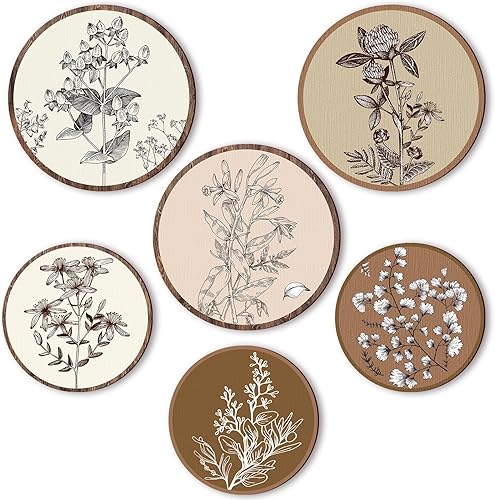 Miniatura 7 de Barydat 6 Piezas de Arte de Pared Boho con Plantas, Decoración de Pared de Madera Boho, Estilo Granja, Rústico, Bohemio, para Colgar en Dormitorio,