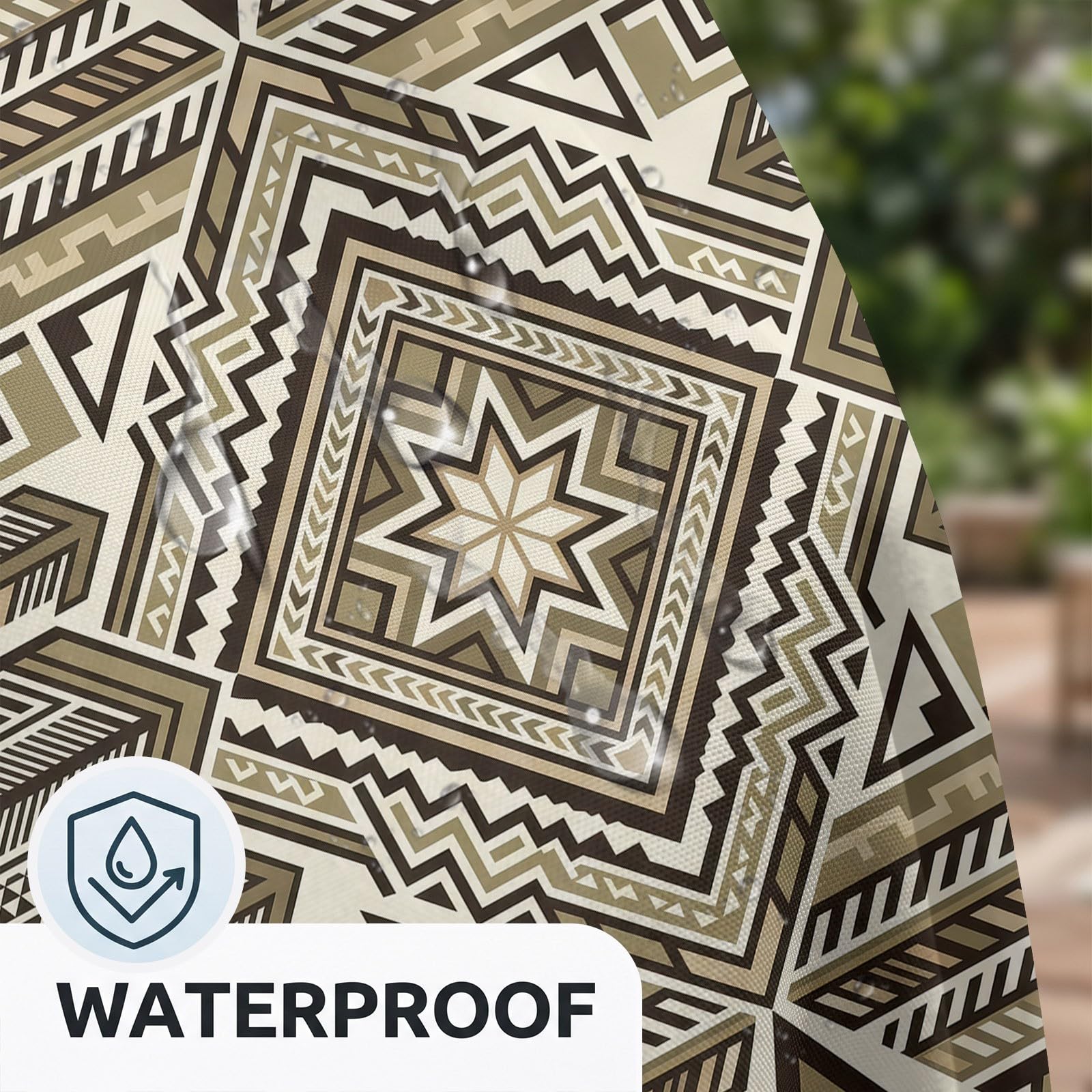 Navajo Ethnisch Geometrisch Outdoor Vorhang Wasserdicht H183 x B213 cm