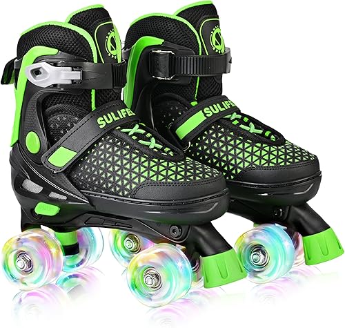 Miniatura 10 de SULIFEEL Patines para niñas y niños, 4 tallas ajustables con ruedas iluminadas, patines seguros y divertidos para niños, mejor regalo para