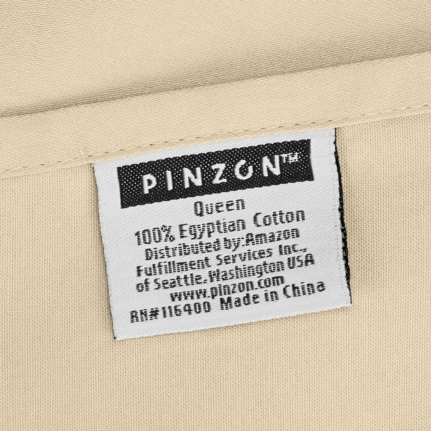 Amazon Brand – Pinzon 400-Thread-Count Hemstitch Egyptian Cotton Sheet Set - Queen, Taupe