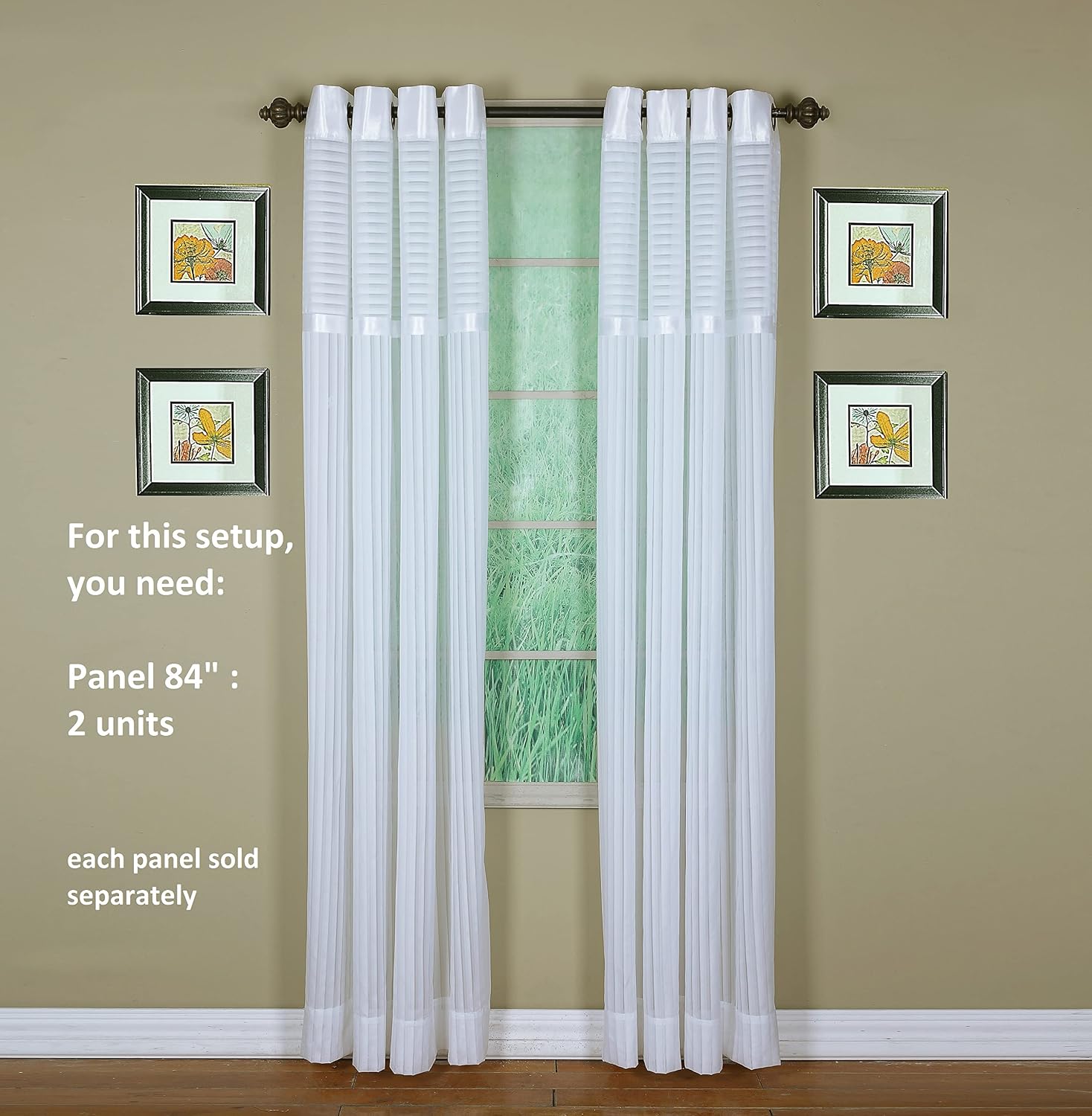 Today's Curtain Silhouette Grommet Panel, 84",White, 55" W x 84" L