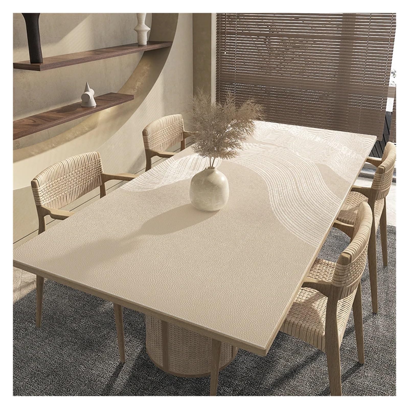XIUsheUA tablecloth Desktop Protection Pad Apricot Kitchen PVC Leather Tablecloth Waterproof Anti-scalding Table Mat Anti-slip Decoration Household(GU1218-ZD,90x180cm)