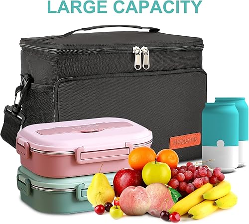 Miniatura 4 de Havatree Bolsa de almuerzo para adultos, negro, unisex, soporte para comidas, tela Oxford