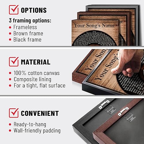Vista 122 de H-DEWALL Letras de canciones personalizadas con marco, arte de pared musical personalizado para él, decoración sentimental y regalo inspirador