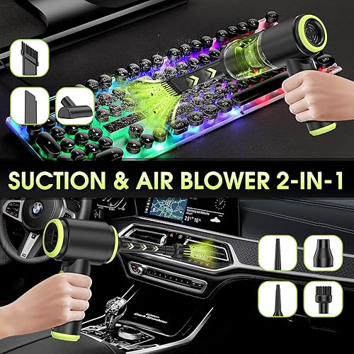 Miniatura 3 de Aspiradora de mano inalámbrica aspiradora de automóvil con motor sin escobillas, 20000 PA de alta potencia, plumero de aire 2 en 1 y aspiradora,