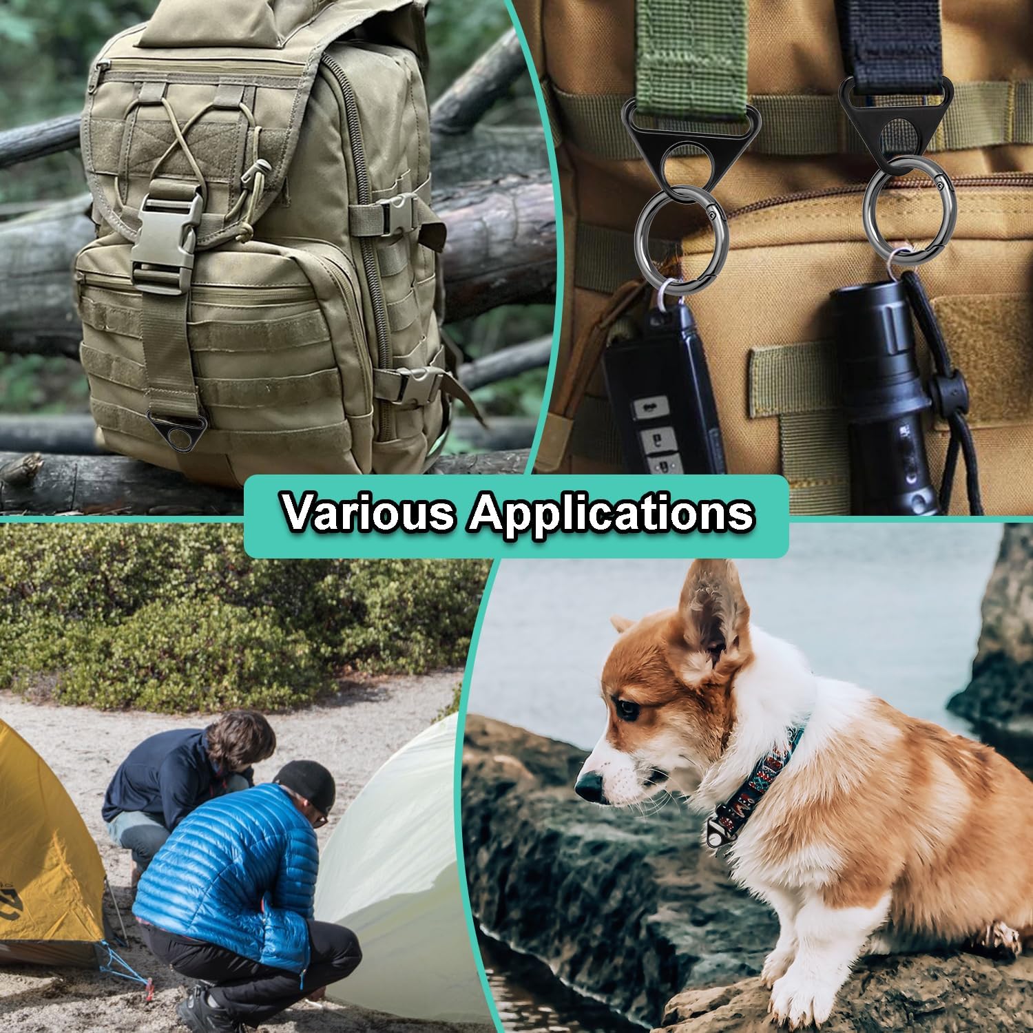 12Pack 1 Inch Triangle D Rings, Metal Triangle Buckles for Dog Tag Clip, Adjuster Purse Strap, Paracord Keychain Lanyard, Bag Hardware, Key Ring Charm, Camera Strap Accessories (Black) - Image 6