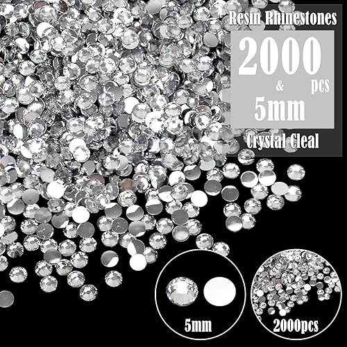 Miniatura 2 de Bolsa a granel al por mayor 2000 piezas de diamantes de imitación de resina de 0.197 in, diamantes de imitación de resina de cristal transparente