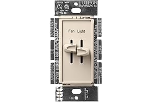 Lutron Skylark 3-Speed Combination Fan and Light Control, 1.5 Amp, Single-Pole, S2-LFSQ-LA, Light Almond