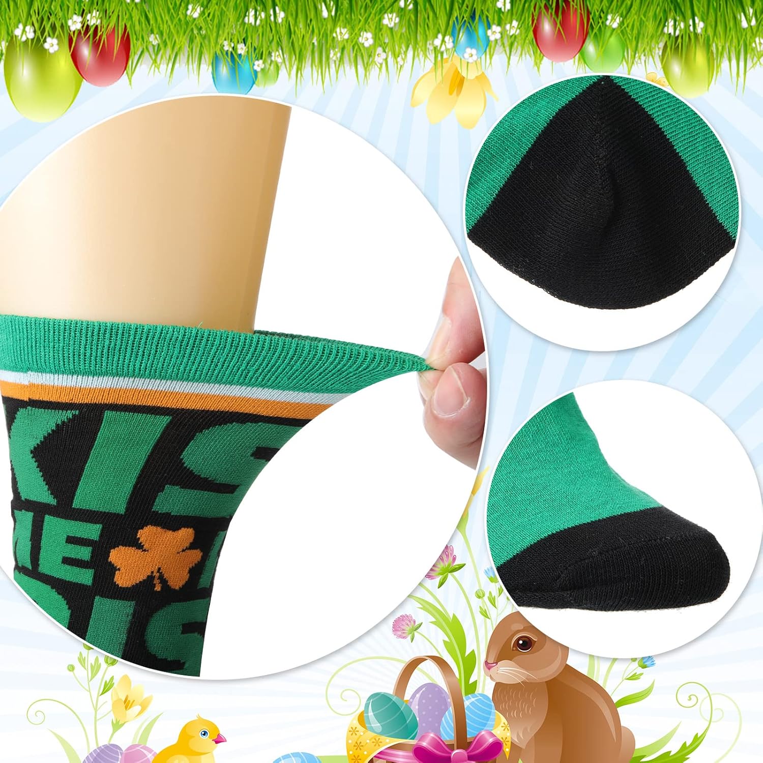 Silkfly 15 Pairs Women's Crew Socks Easter Day Fashion Cotton Stretch Socks Bulk for Women Girl Gifts, Size 9 to 11, 15 Styles