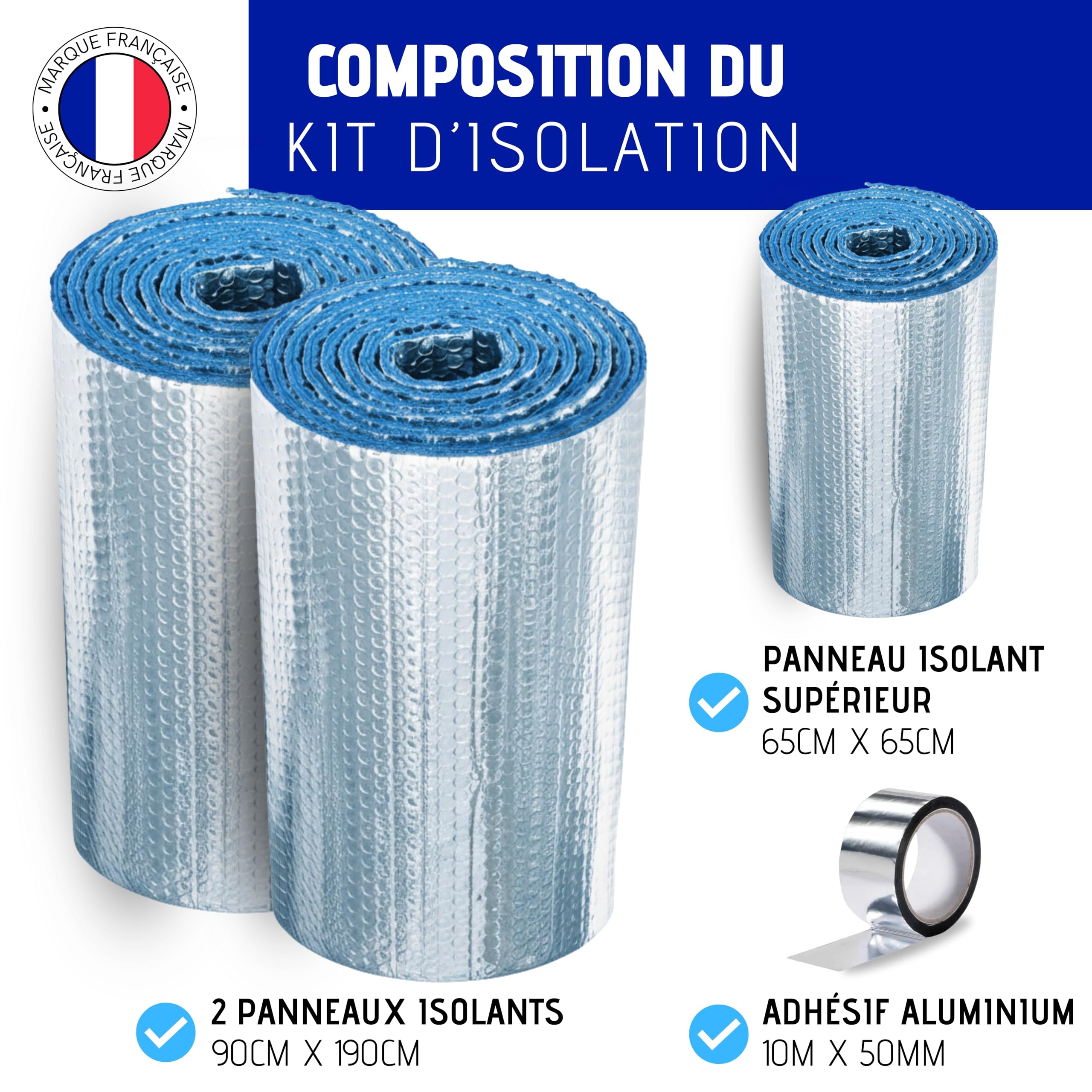 ISOLANT BALLON EAU CHAUDE | Housse pour ballon d’eau chaude jusqu’à 300L | Isolation thermique 4 couches premium | Auto-Adhésive Installation rapide | Avec Ruban isolant