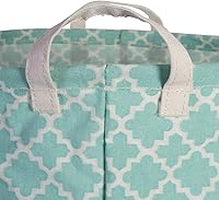 Vista 4 de DII Laundy Collection, cubo plegable recubierto de polietileno, celosía aguamarina, cesta para la ropa sucia