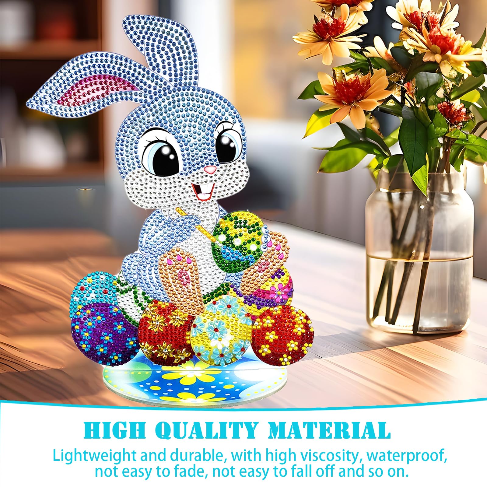 Mohito Diamond Painting Pasqua Coniglio - Kit Fai Da Te Con Diamanti Rotondi, 30x26 Cm, Per Bambini E Adulti, Attività Artistica E Regalo