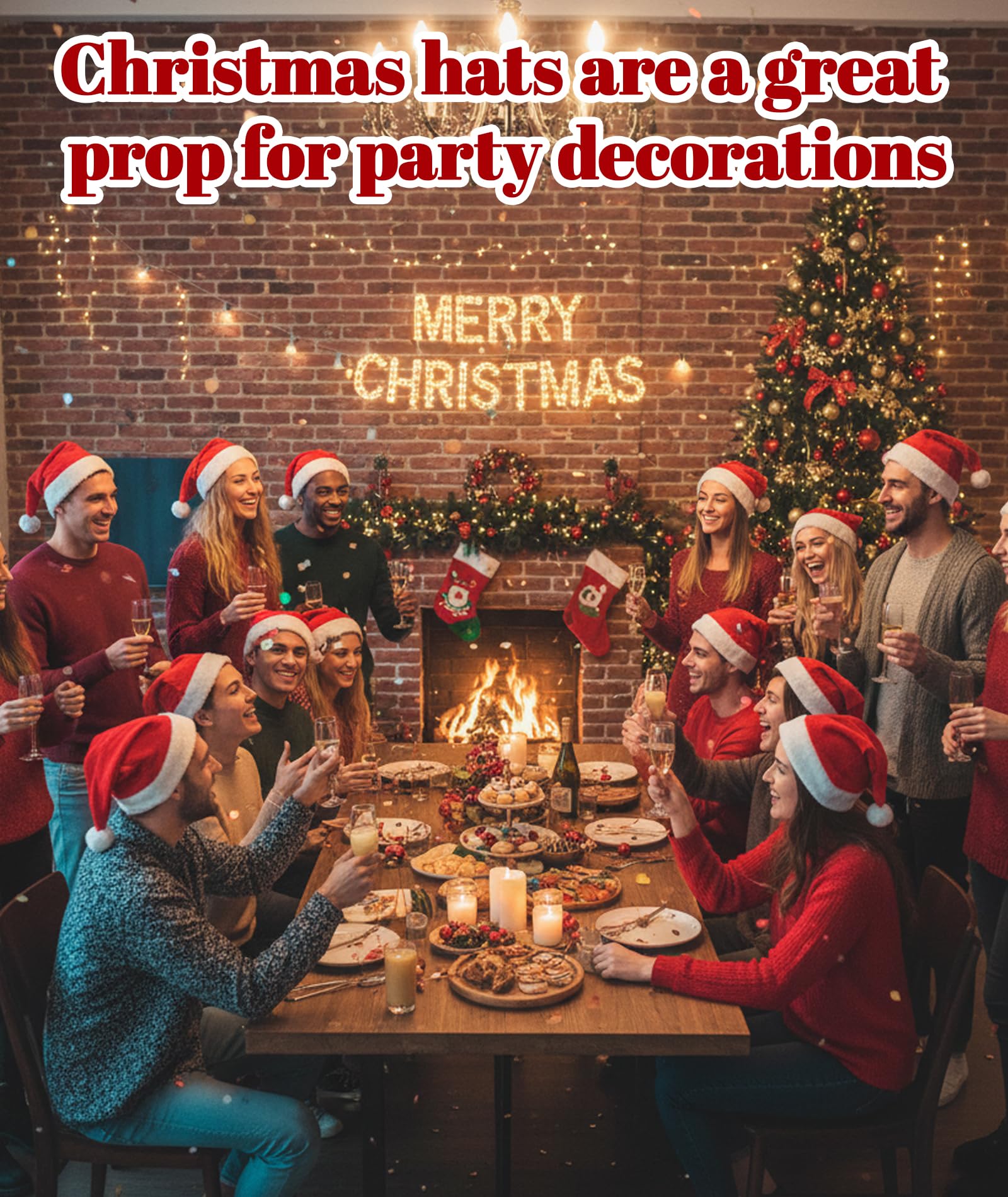 Buildcon 3 PCS Santa Hat, Christmas Decorations,Red Fur Cloth, for Christmas Parties, New Year Celebrations, Family Gatherings, Festive Cosplay, Gift Giving, Size 40cm x 30cm 4
