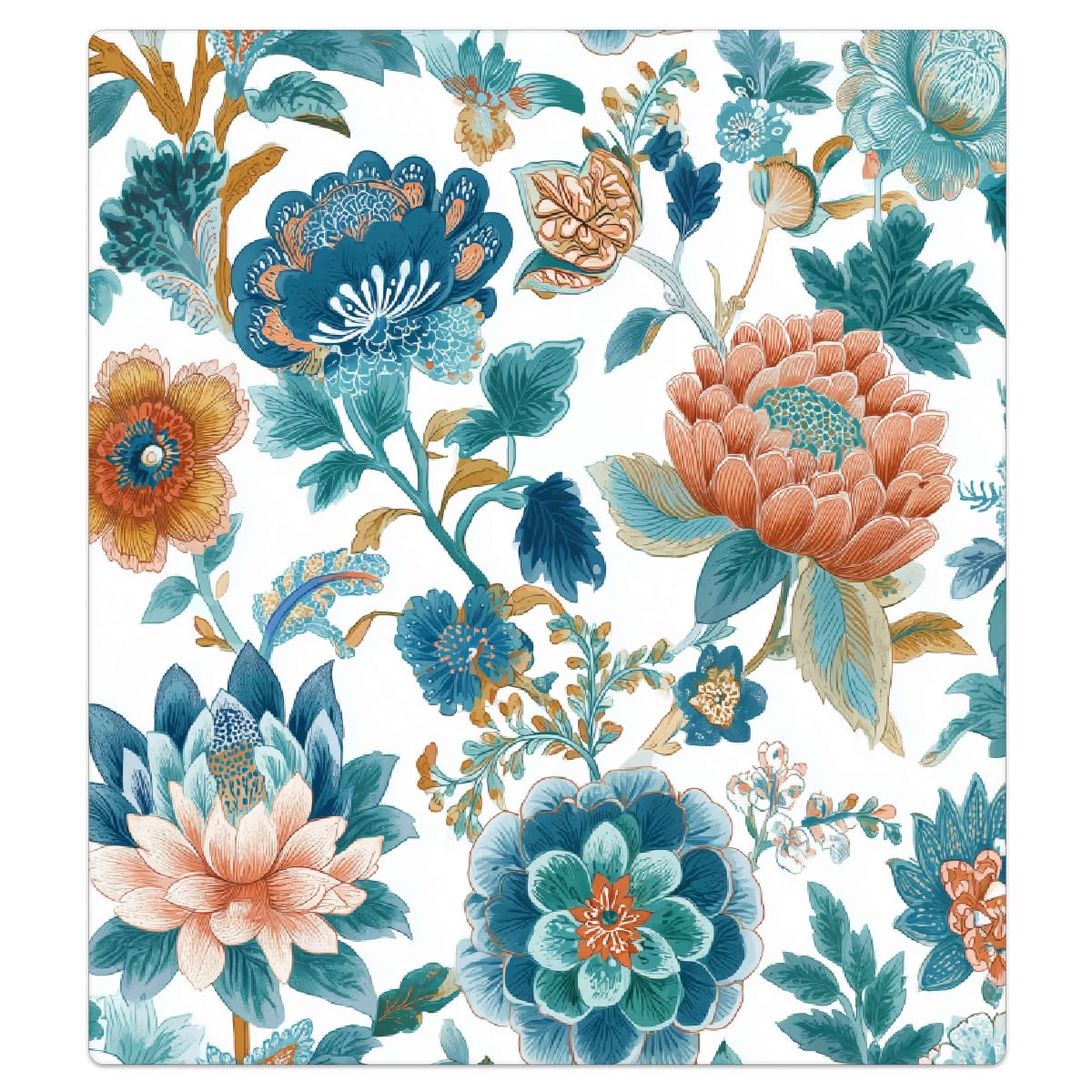 Geschirrspüler-Abdeckung, Magnet, 66 x 53 cm, Kühlschrank-Türabdeckungen, Blaugrün, Orange, Blumenmuster, Geschirrspüler-Panel, Magnete, dekorative Abdeckung für Zuhause, Küche