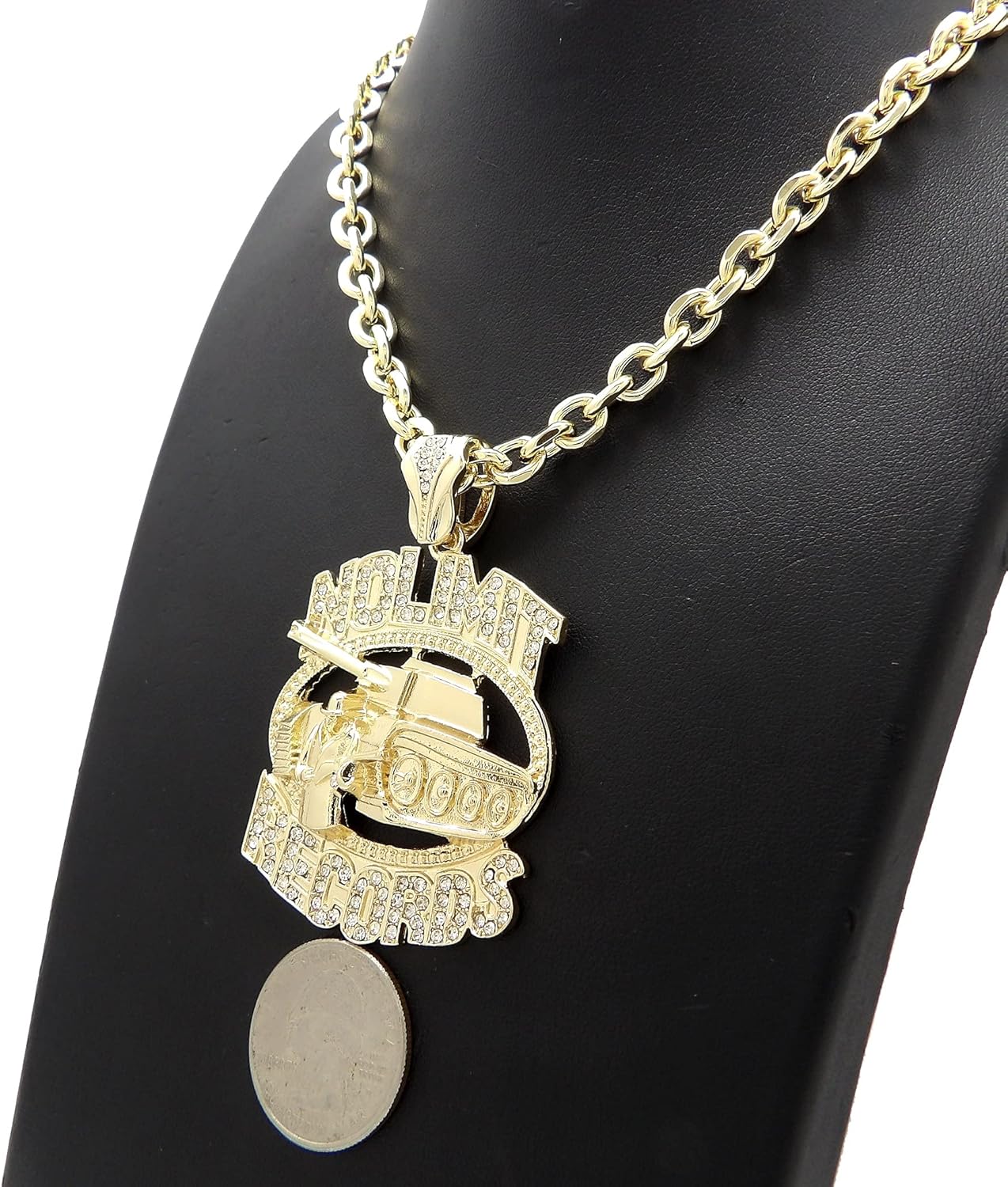 Iced Out No Limit Records Pendant 5mm 18" 20" 24" Link Chain Hip Hop Necklace RC4364 (Gold, 24)