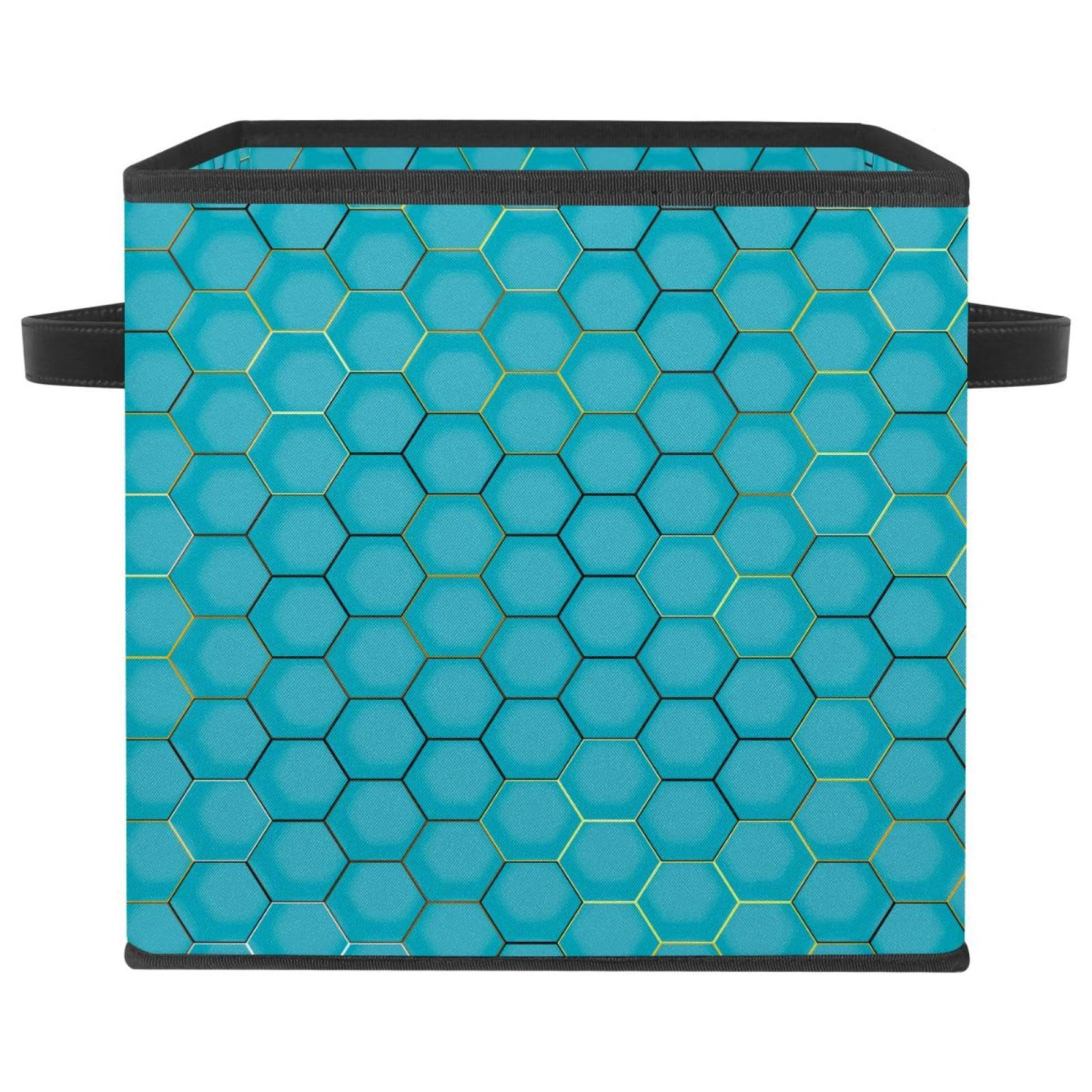 Cube organisateur bleu au design géométrique pour un rangement haut de gamme