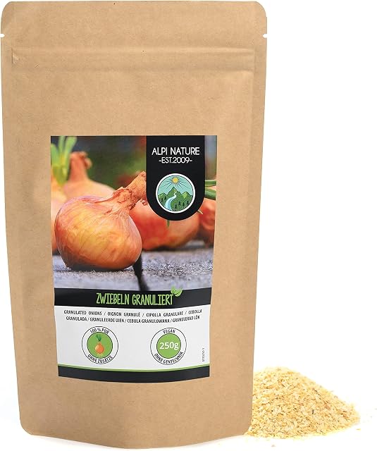 Granulated Onions (250g, 8.8 oz), Onion granules, Ground Onions, 100% Natural from Gently Dried Onions, No additives