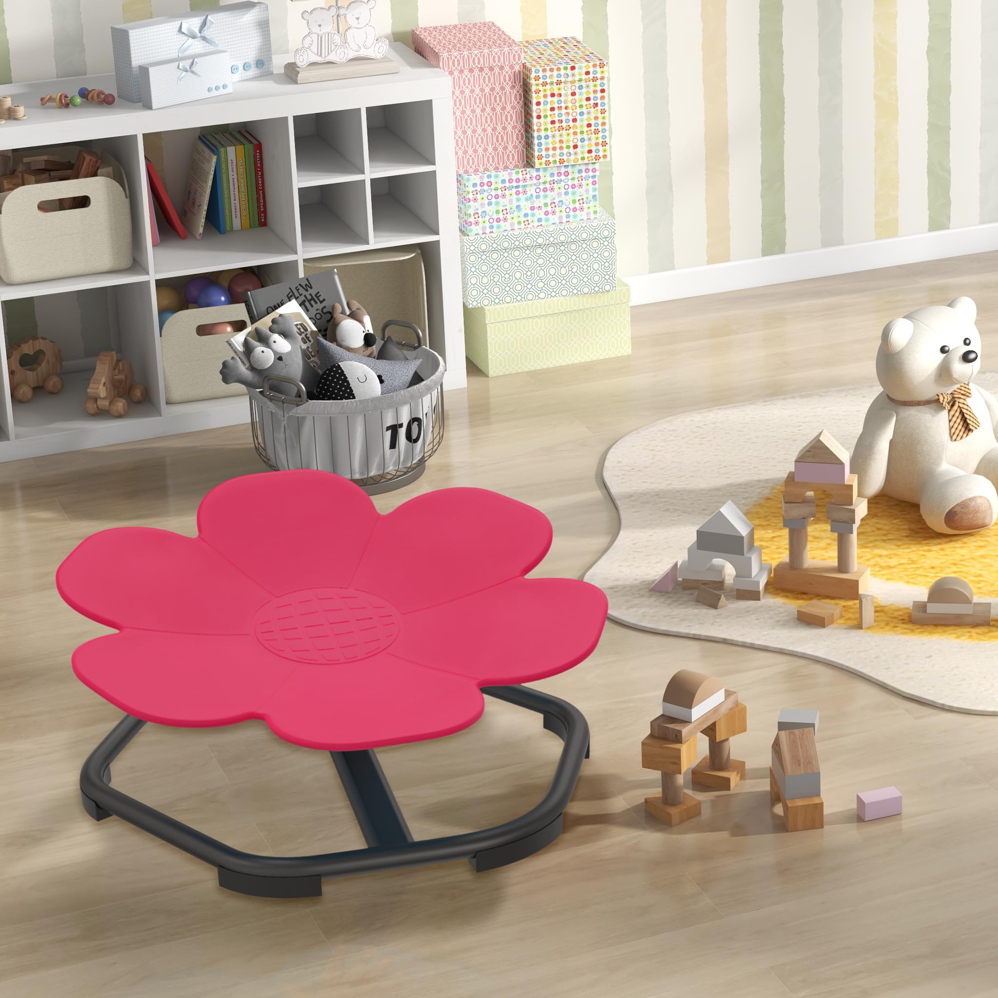 UISEBRT Karussell Autismus Kinder Drehstuhl Sensorischer Karussellstuhl Kinderdrehstuhl Spielzeugstuhl Training Physische Koordination und Gleichgewicht Balance Drehhocker Drehkarussell