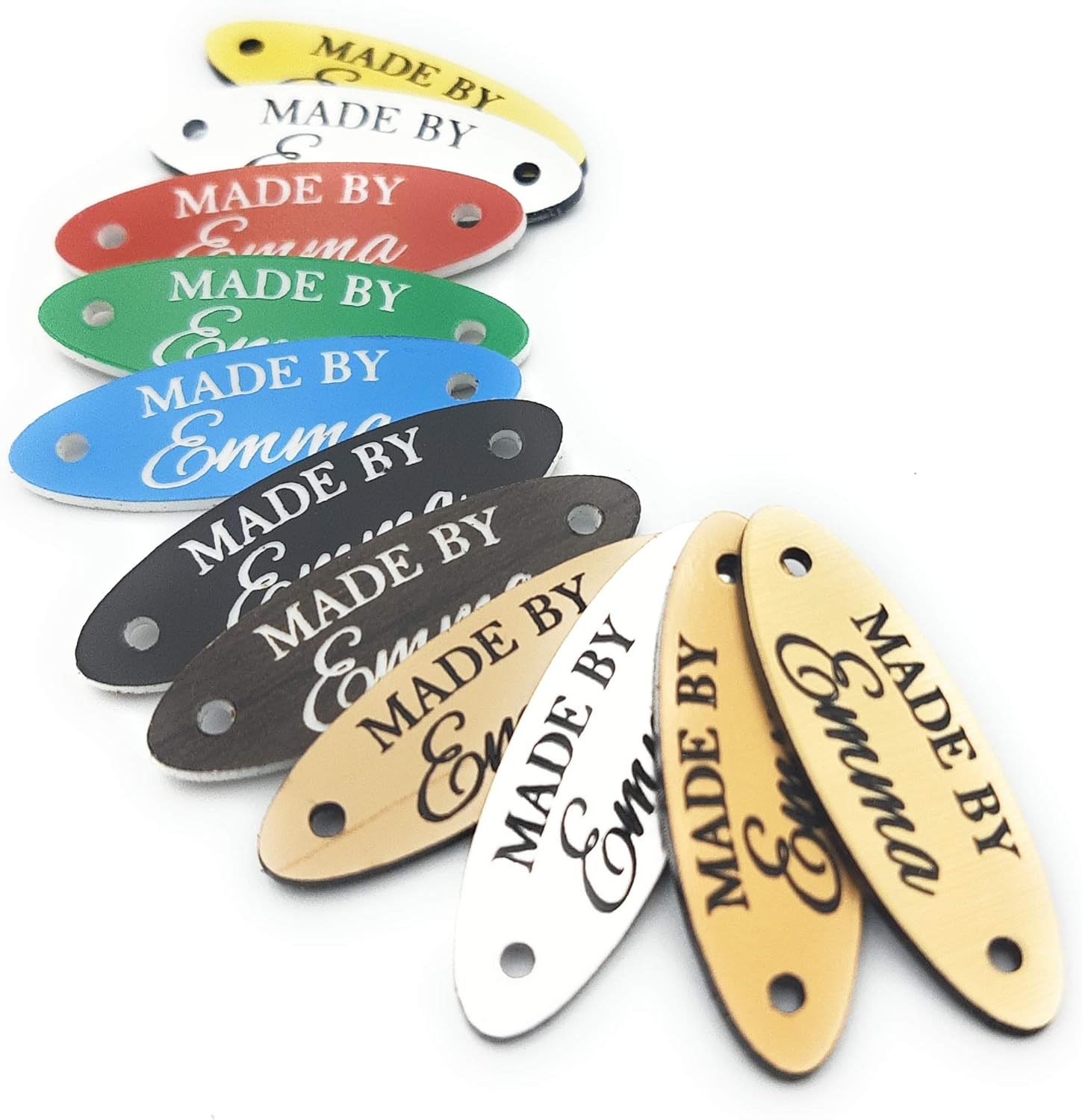 Product tags for handmade products - laser cut and engraved acrylic tags - personalized plastic labels for crochet, knitting, sewing tags
