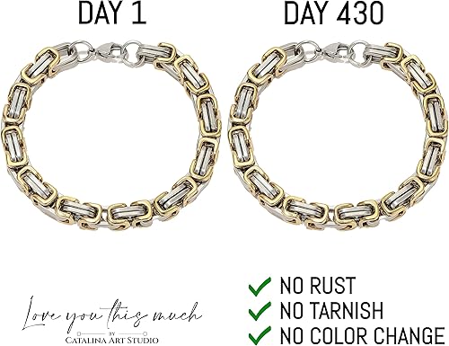 Miniatura 4 de Love You This Much Pulsera de acero trenzado para él, regalo de cumpleaños y boda para marido, novio o prometido