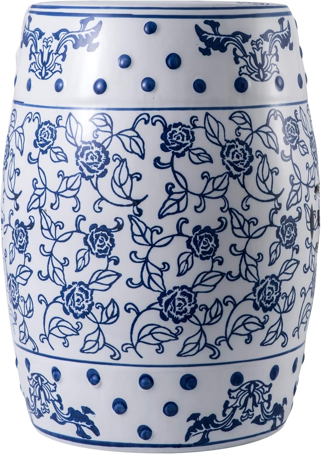 Knocbel Ceramic Decorative Garden Stool, Indoor/Outdoor Side Table Plant Stand, 240lbs Weight Capacity, 13" L x 13" W x 17.2" H : Patio, Lawn & Garden