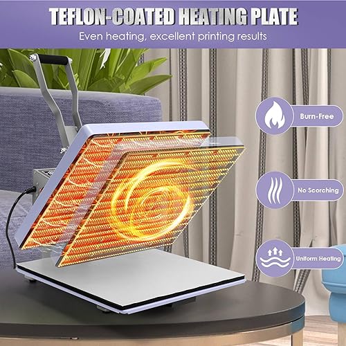 Miniatura 4 de AKEYDIY Máquina de prensa de calor de 15 x 15 pulgadas Pro Shirts prensa de calor grande extraíble inferior Platen deslizante Camiseta digital