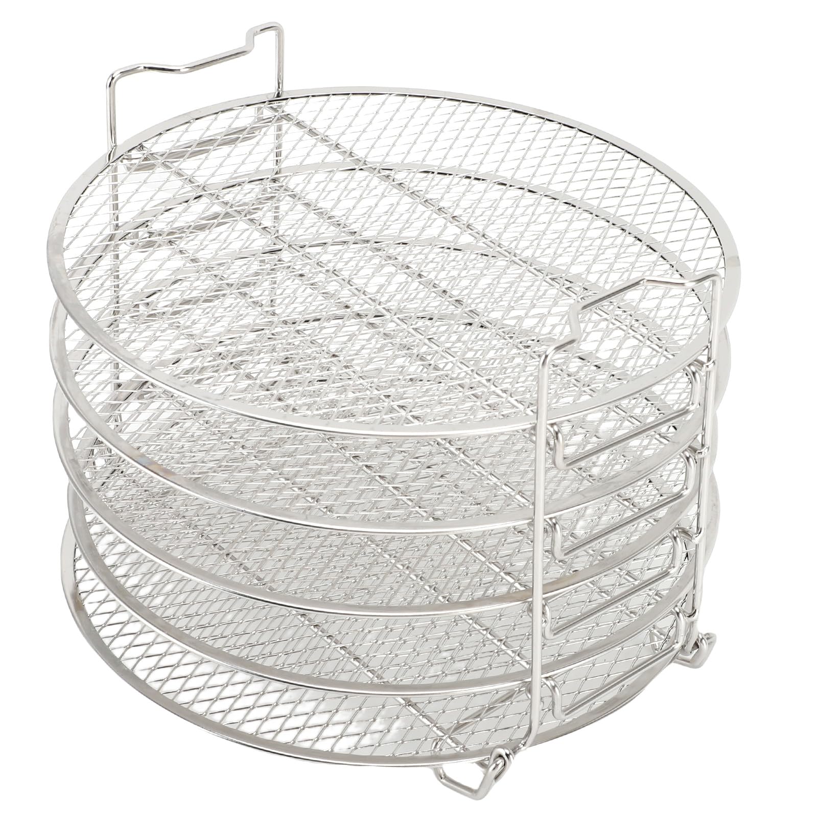 5 Layer Dehydrator Stand, Stainless Steel Dehydrator Rack for Air Fryer, Stackable Foodi 6.5qt 8qt Stand with Rolled Design, Reinforced Rhombic Mesh