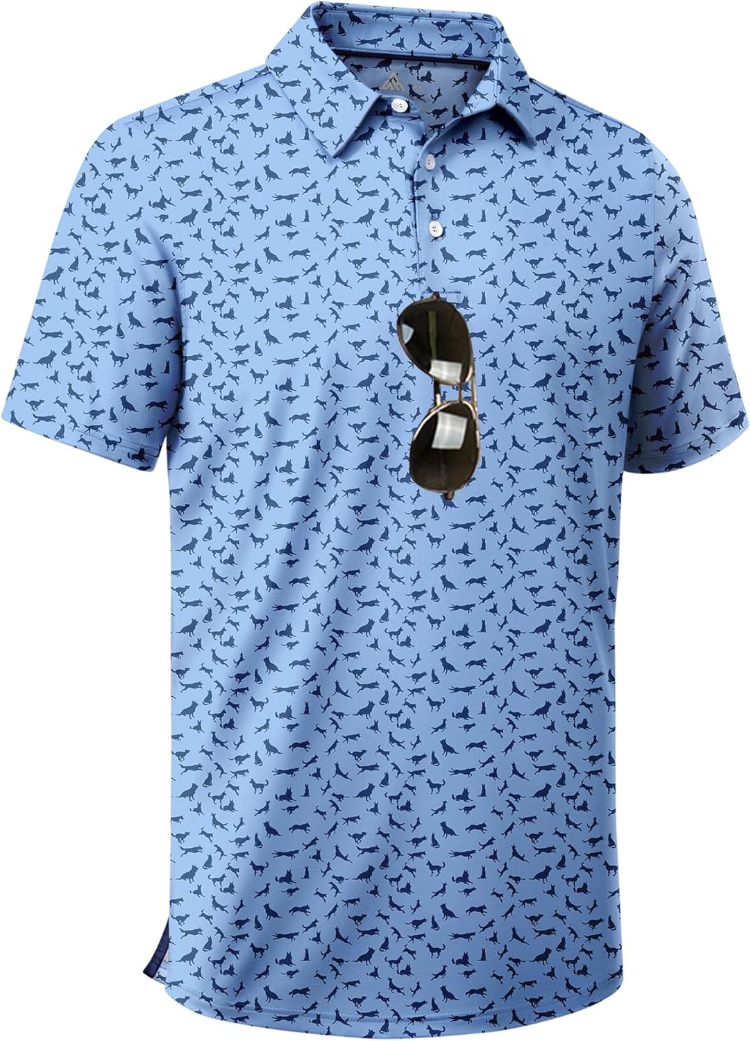 (Similar) ZITY Men's Golf Shirts Short Sleeve Moisture Wicking Performance Print Patterns Casual Collared Golf Polo Shirt for Men Moon Blue Dinosaur Medium