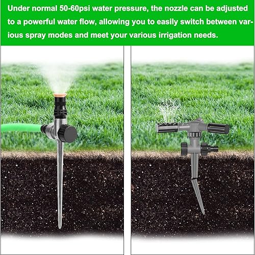 Miniatura 3 de Aspersor de metal, cobertura ajustable de 360 grados, rociador de metal para jardín, accesorio práctico para césped, jardín, patio, patio, riego de