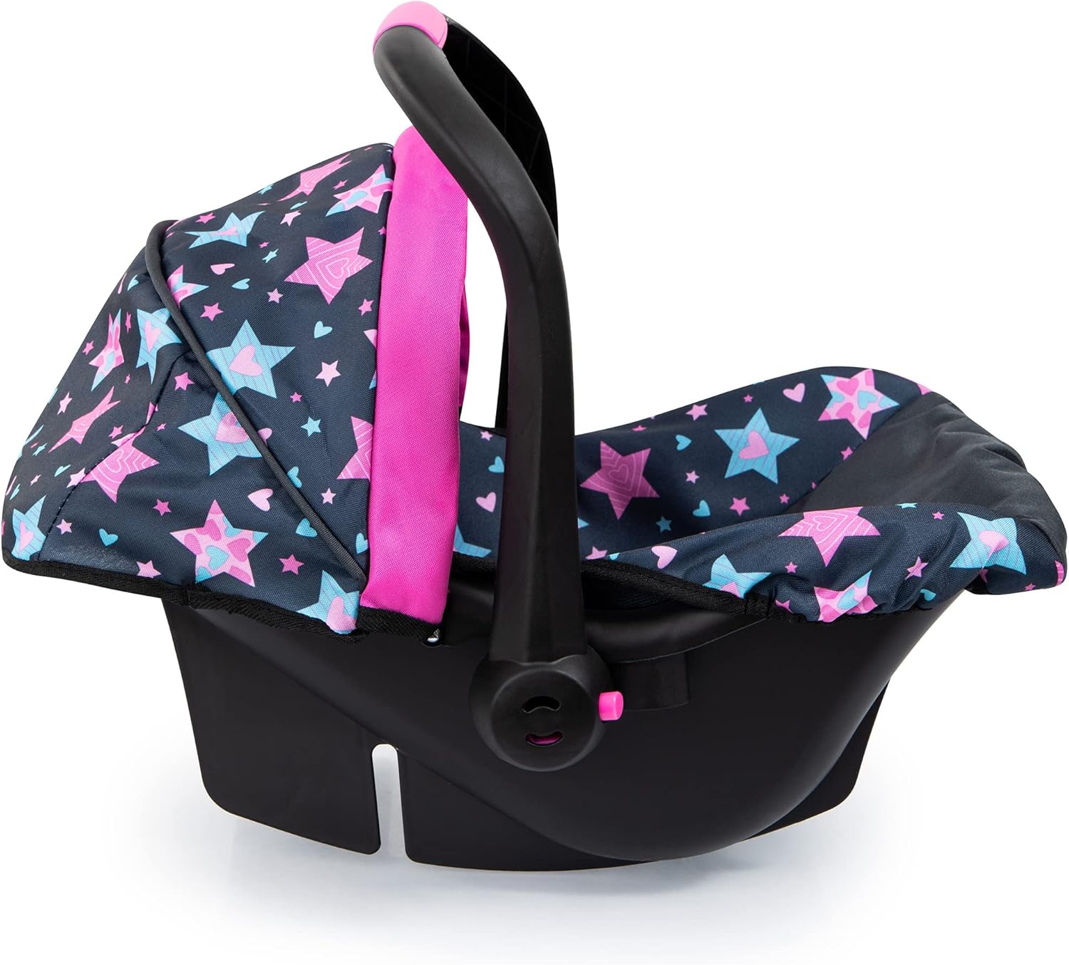 Bayer: Car Seat - Turquoise, Pink, Stars - Fits Dolls Up to 18", Kids Pretend Play, Safety Belt, Sun Canopy, Ages 3+