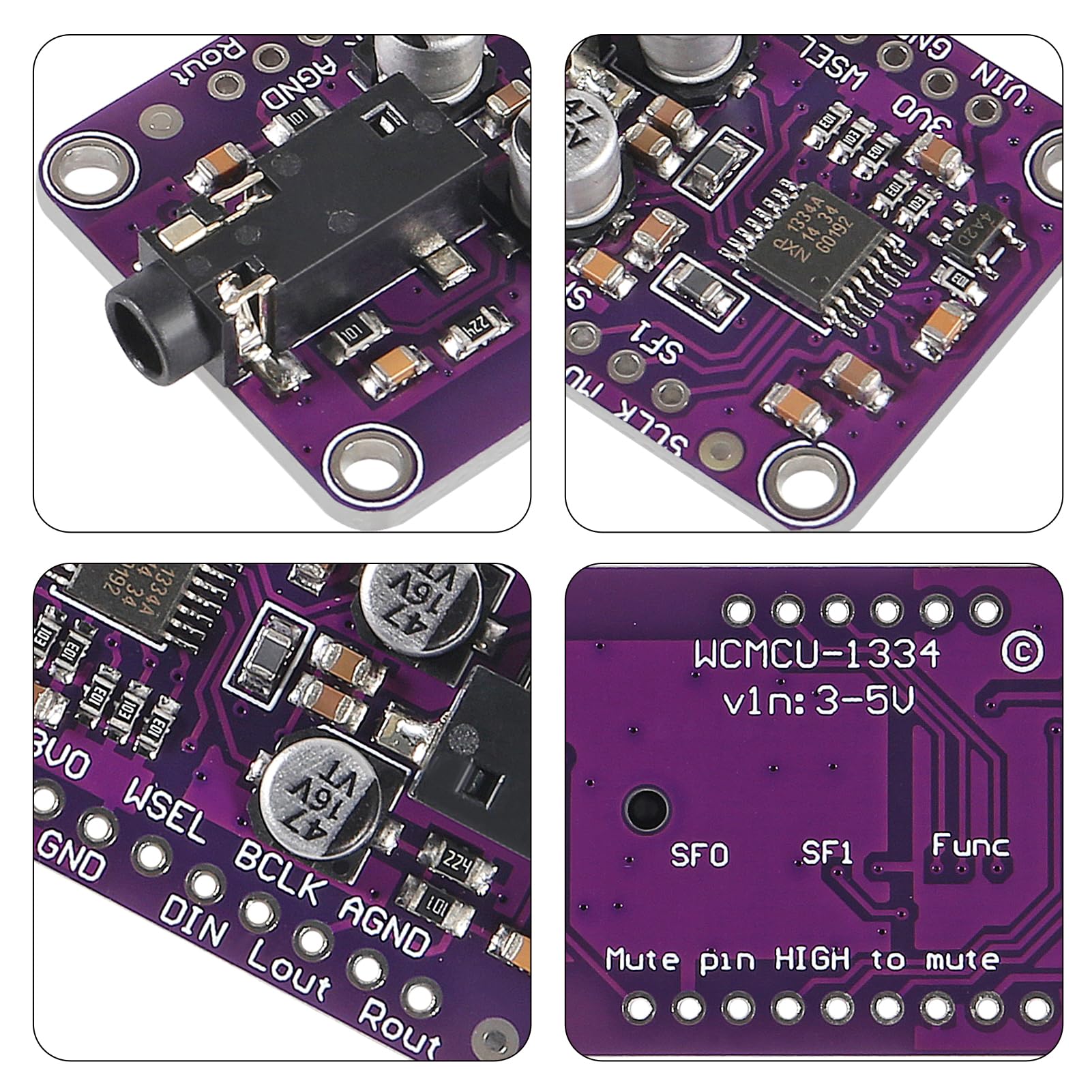 Uda1334a Audio 2 Modules DAC UDA1334A I2S CJMCU-1334 - D&eacute;codeur Audio St&eacute;r&eacute;o, Pour Interface I2S, 3.3V-5V Scheda Audio
