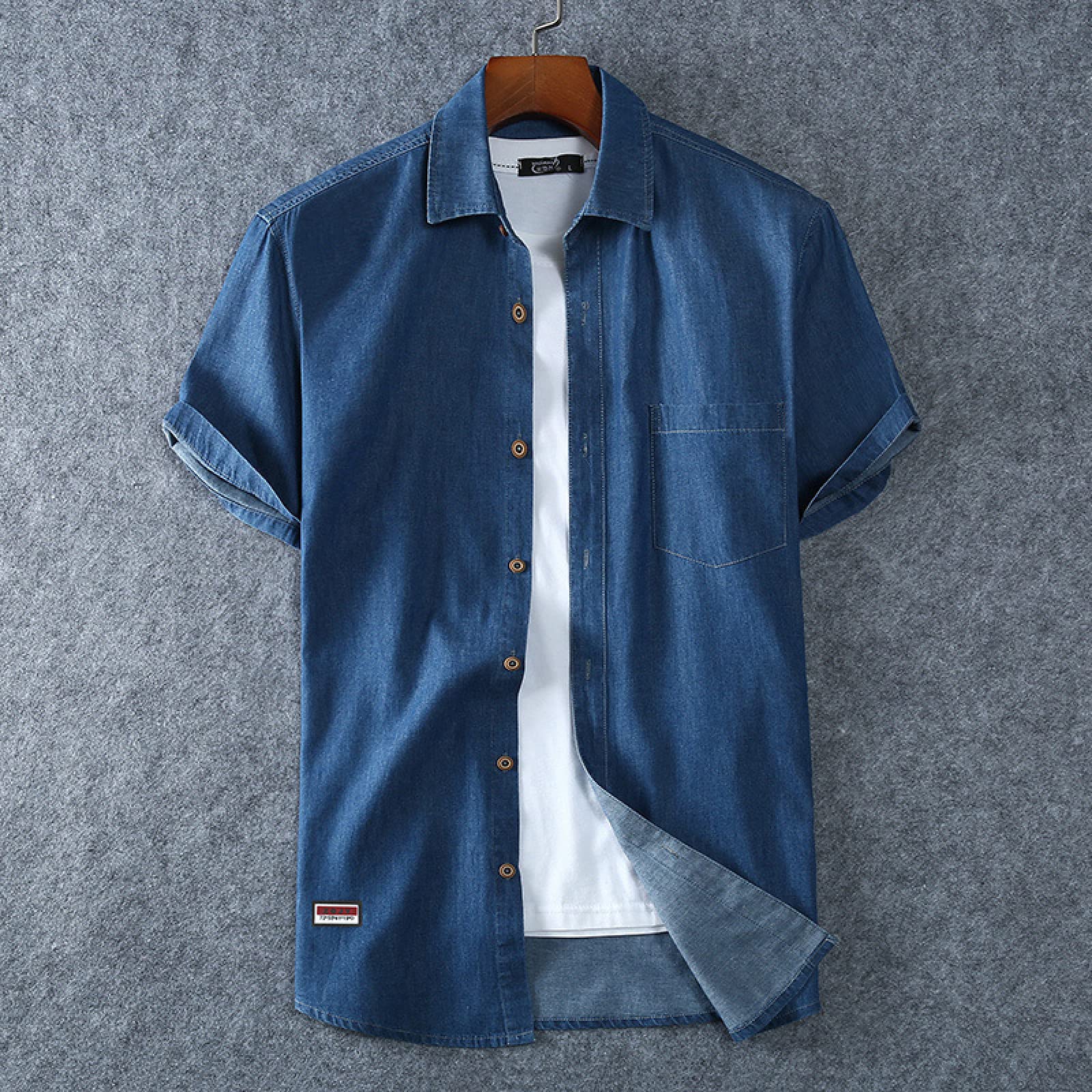 mens short sleeve denim shirt xxl