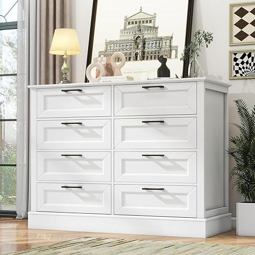 Miniatura 8 de Odeekea - Cómoda blanca con 6 cajones, cómoda vertical alta para dormitorio, cómoda para guardería, cajones de armario de madera para pasillo, sala
