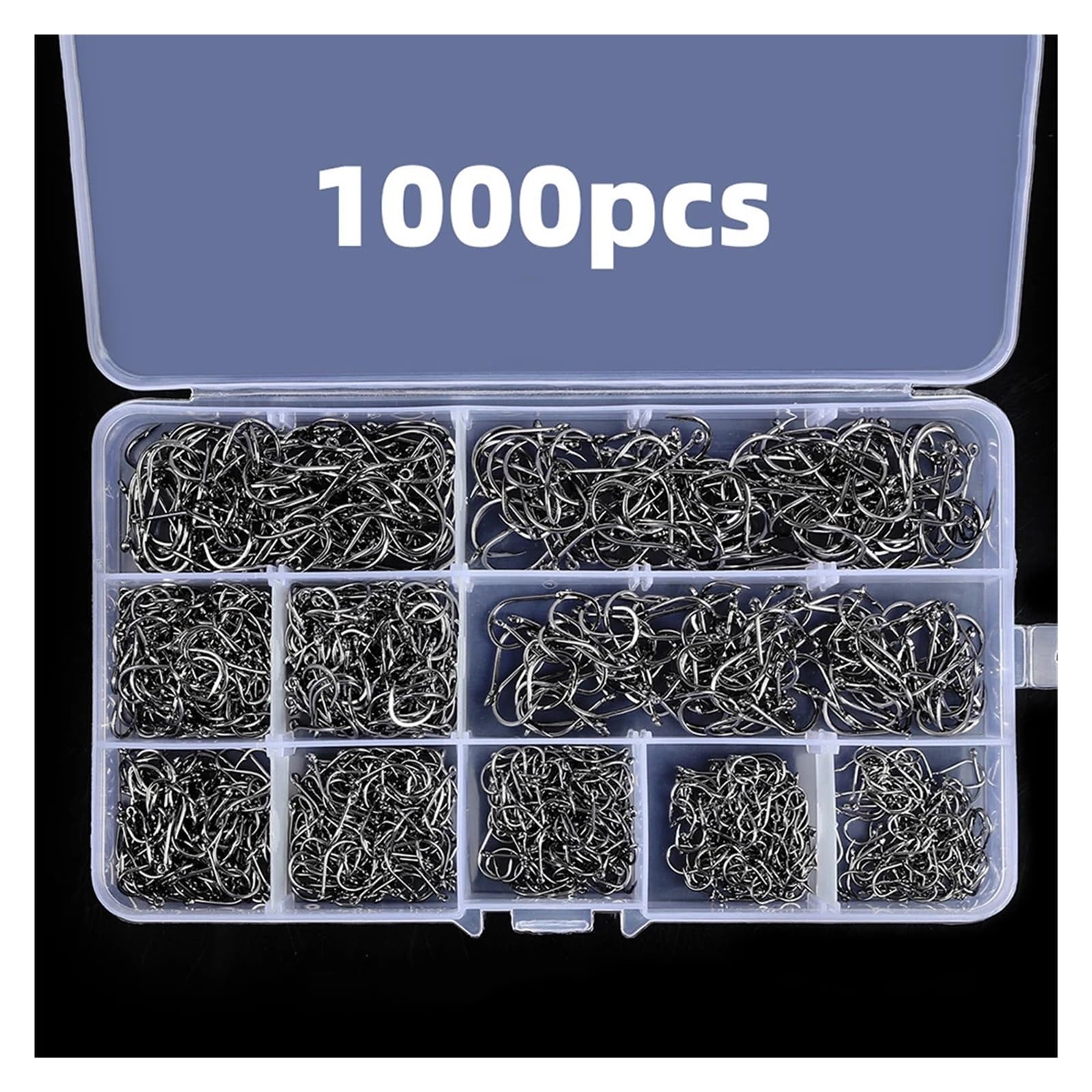 Generico 1000 Pezzi di ami da Pesca Set in Acciaio al Carbonio affilato Durevole Amo spinato Attrezzatura Roccia Accessori for