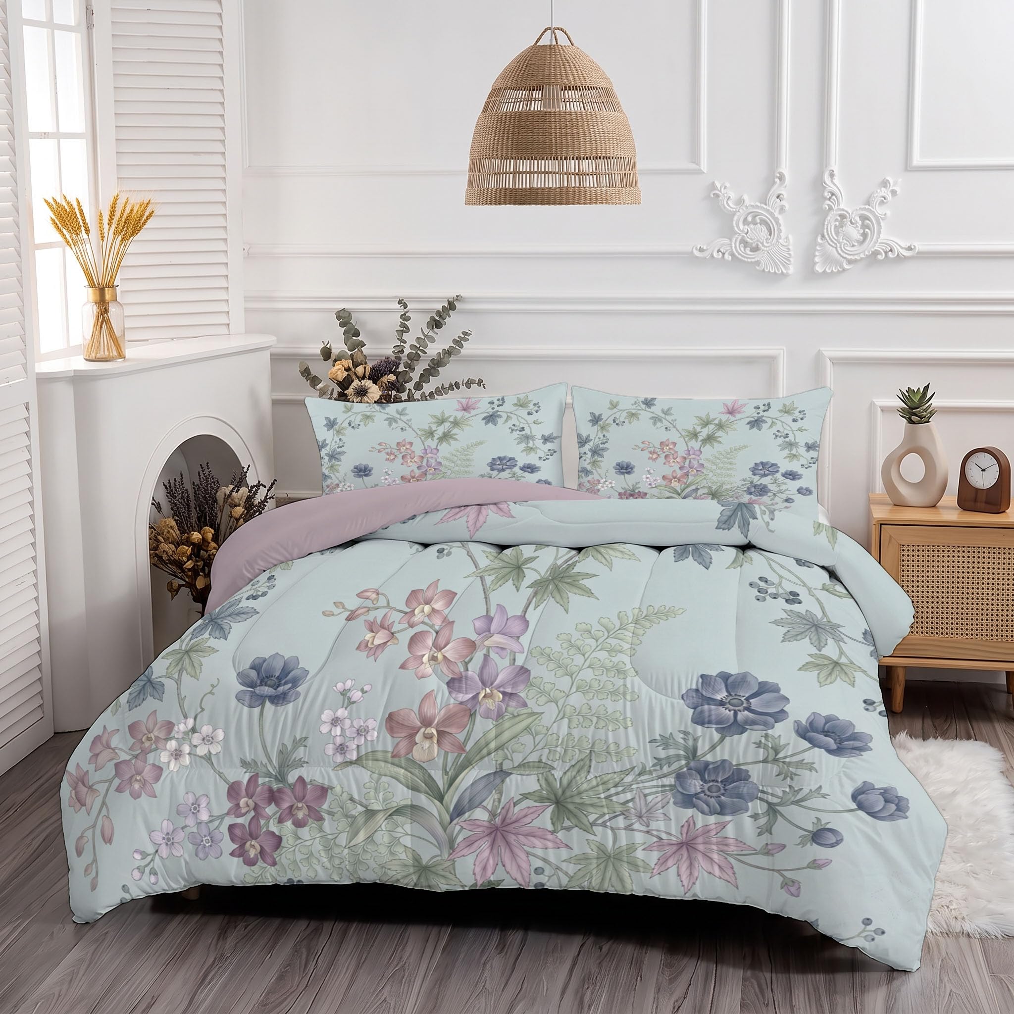 Copriletto Trapuntato Per Bambini Con Piante Semplici Da Campagna | Trapunta Singolo Invernale, Grigio, Piumone Caldo Morbido Foglie Floreali Delicate Per Decorazione Camera Da Letto